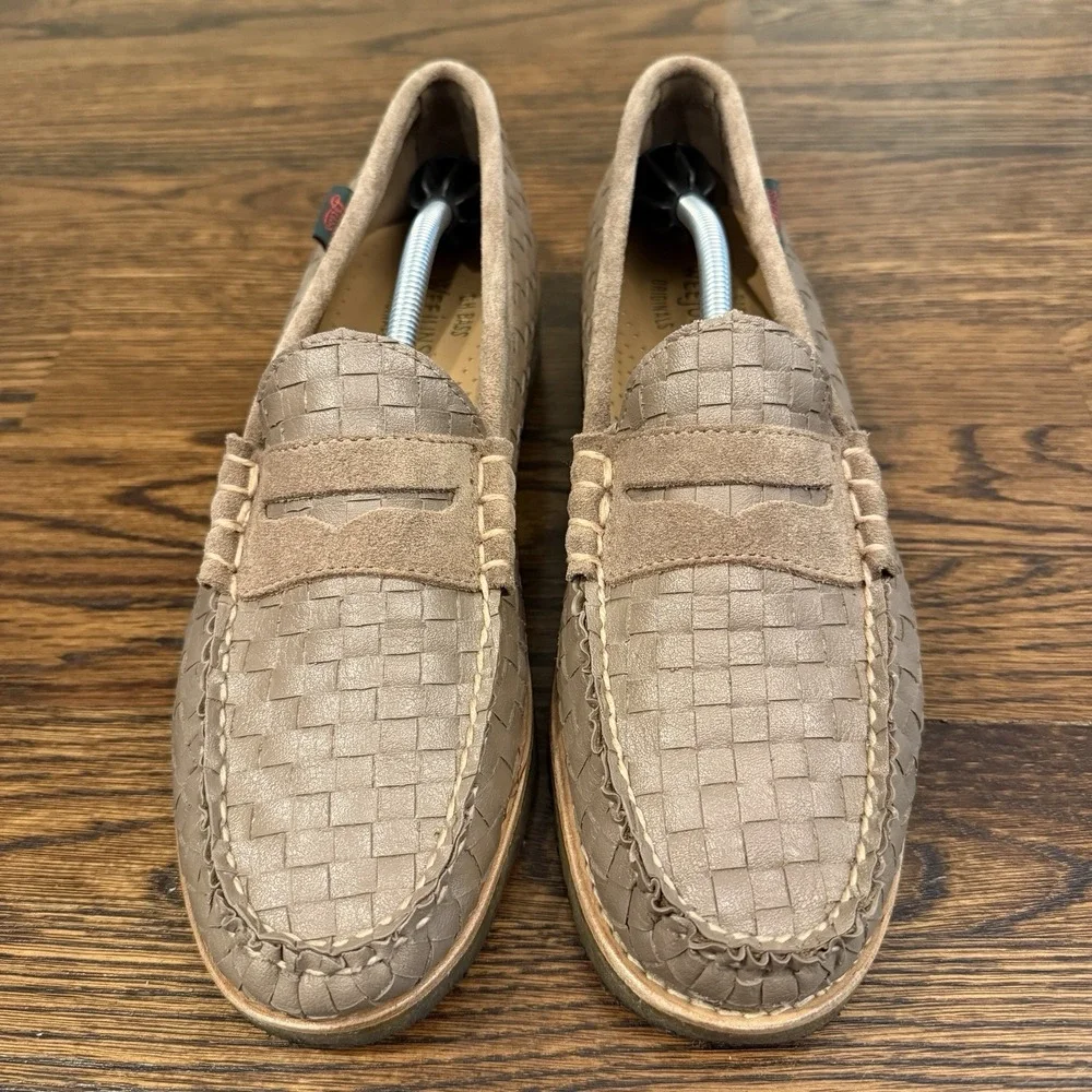 GH Bass Loafers Mens 8.5D Taupe Larson Woven Crepe Weejuns Penny‎ Shoes